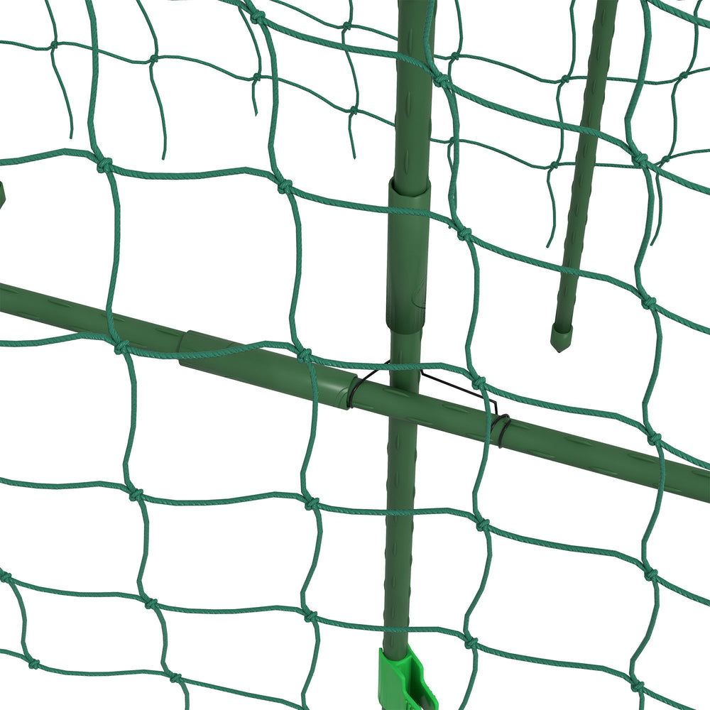 Outsunny Cucumber Trellis, 6' Tall Arch Trellis for Climbing Plants Outdoor, A-Frame, with Plastic Coated Steel Frame and Climbing Net, Support Vegetables, Peas, Fruit & Vines, Green Media 9
