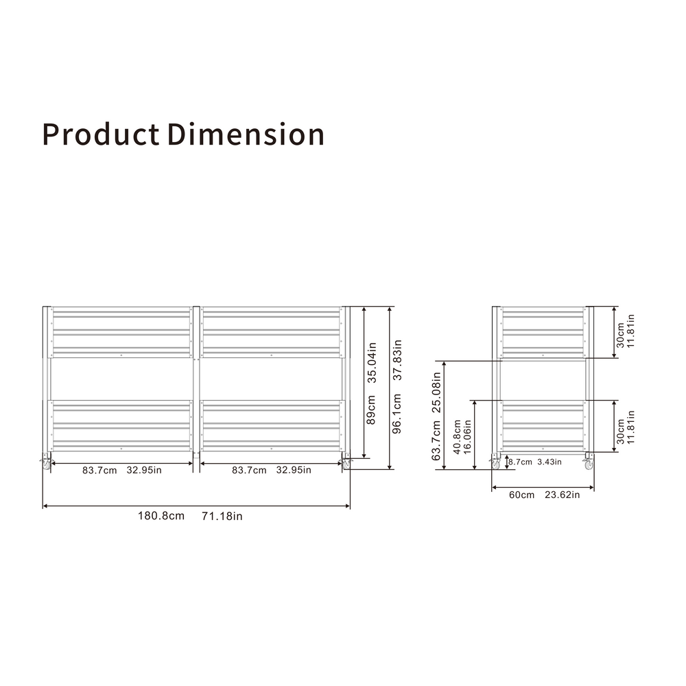 Dual Tier Elevated Metal Raised Garden Bed with Lockable Wheels, Staggered 2-Layer Raised Planter Box for Vegetables Herbs Flowers, Outdoor Patio Backyard Green Planting Bed,Grey Media 4