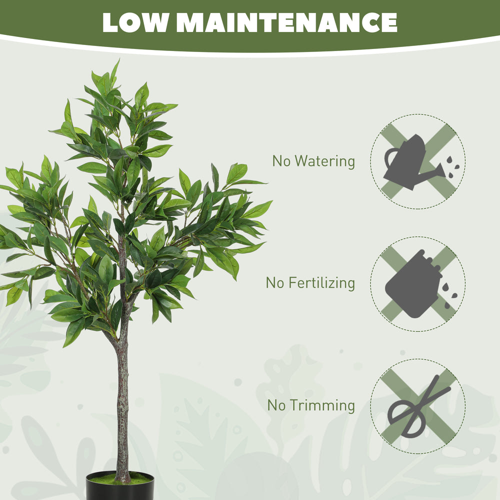 Potted Fake Plant, Lifelike Laurel Artificial Tree,Green Media 4