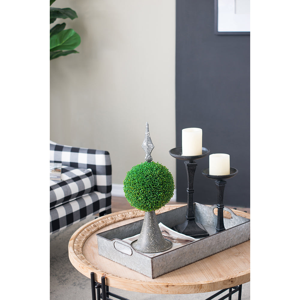 7x7x17' Faux Boxwood Topiary Sphere on Metal Spire Media 15