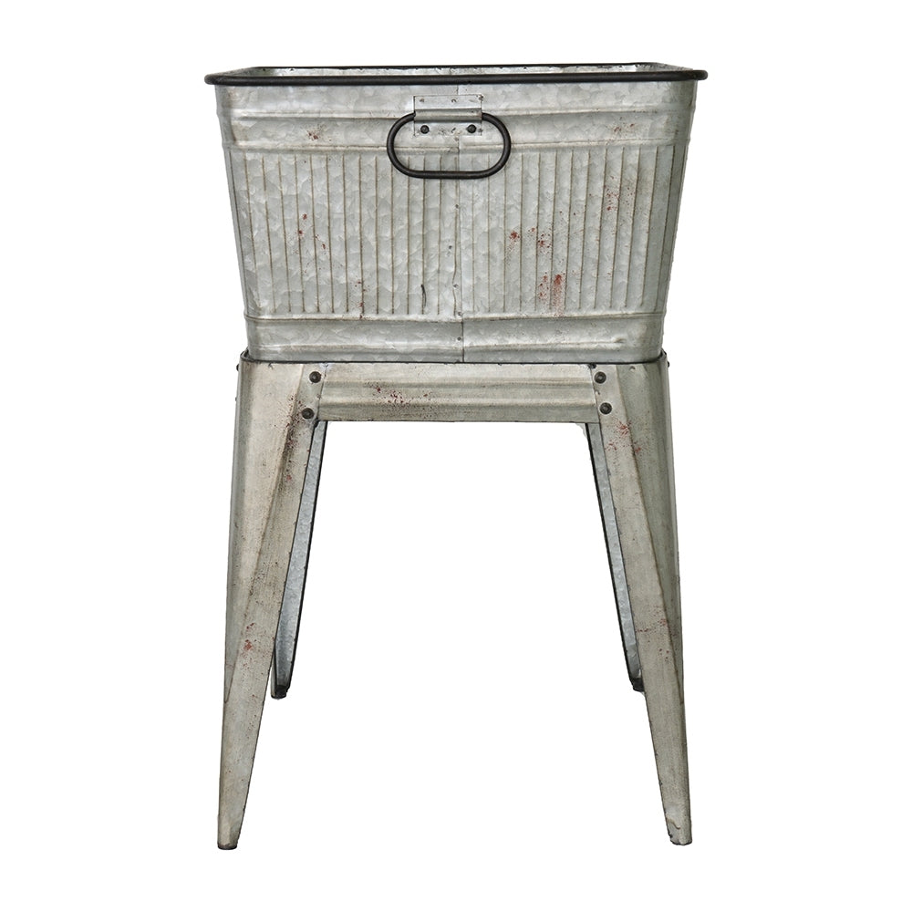 20.5x20.5x21' Large Perryman Galvanized Tub On Stand, for Plant Pot/Planter/ Metal Ice Buckets Media 2