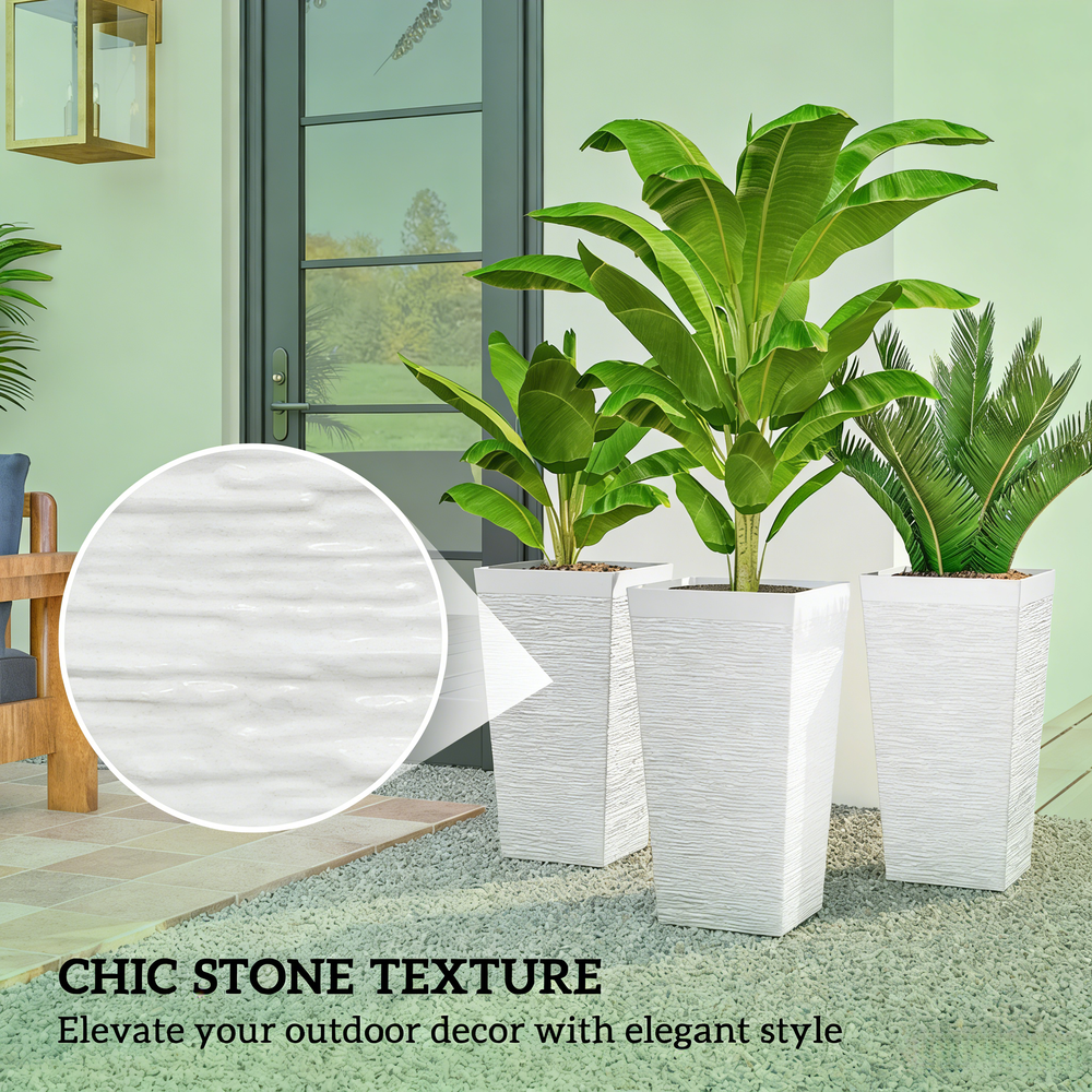Stackable Tapered Planters,Set of 3 Outdoor Planters Media 7