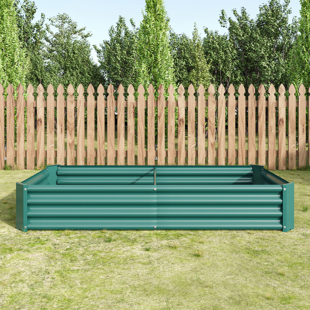 2PCS Green 6×3×1ft Metal Raised Rectangle Garden Planter Beds Media 8