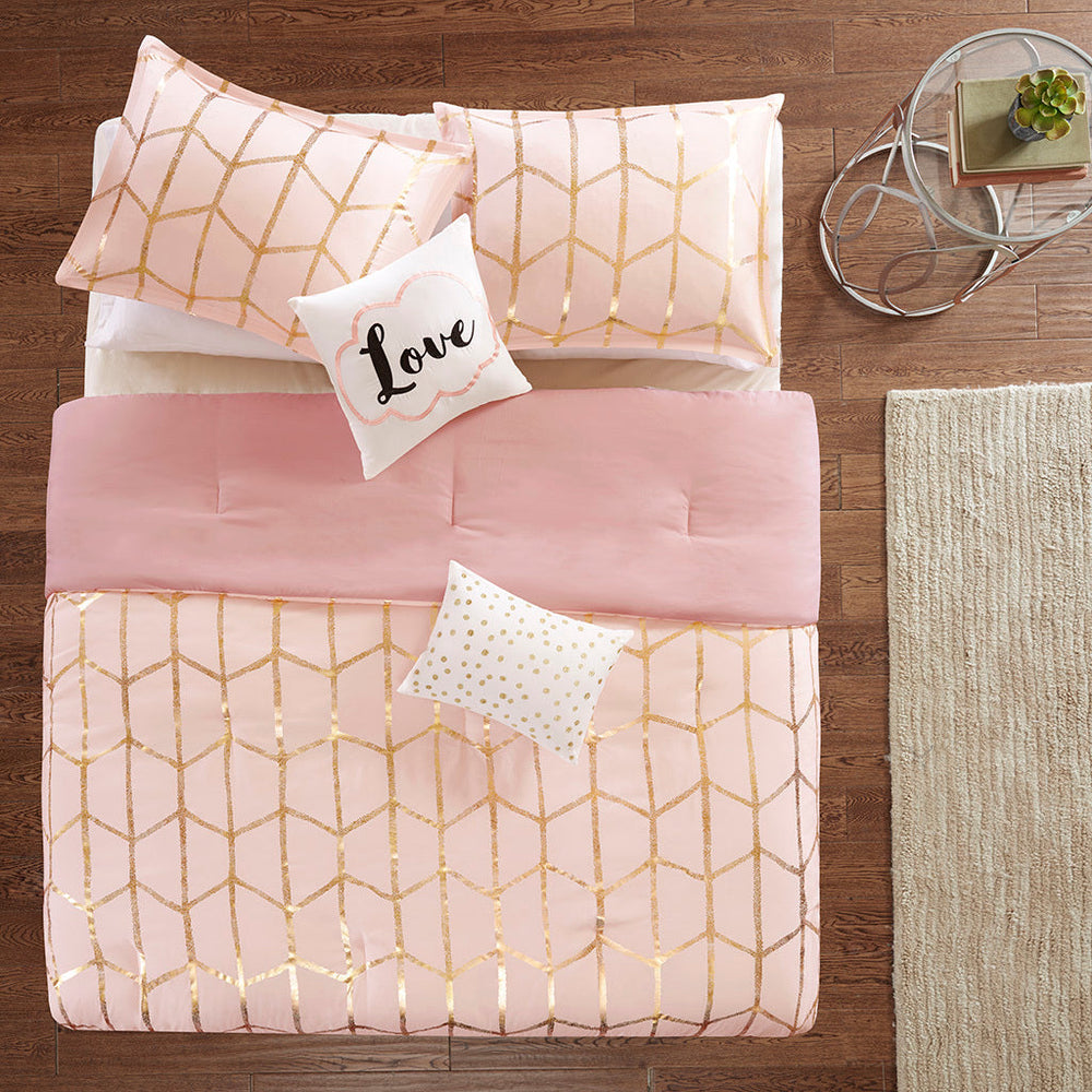 Twin/Twin XL Metallic Printed Comforter Set Media 11