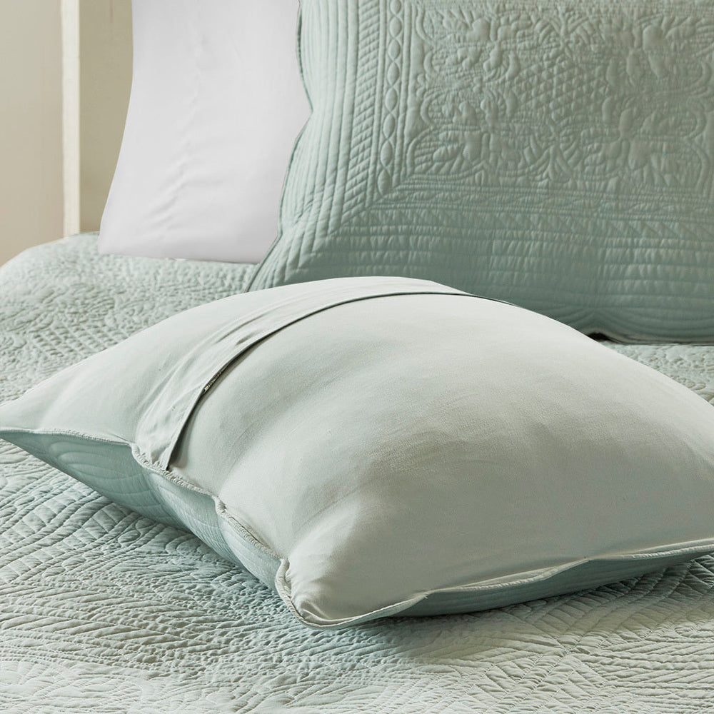 3 Piece Reversible Scalloped Edge Quilt Set Seafoam Full/Queen Media 14