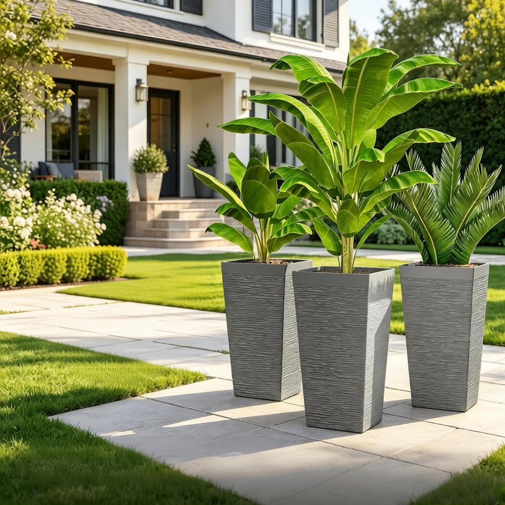 Stackable Design Tapered Planters,3-Piece Outdoor Planters,Tall Planters,Garden Planters(Only 3Pcs Planters) Media 2