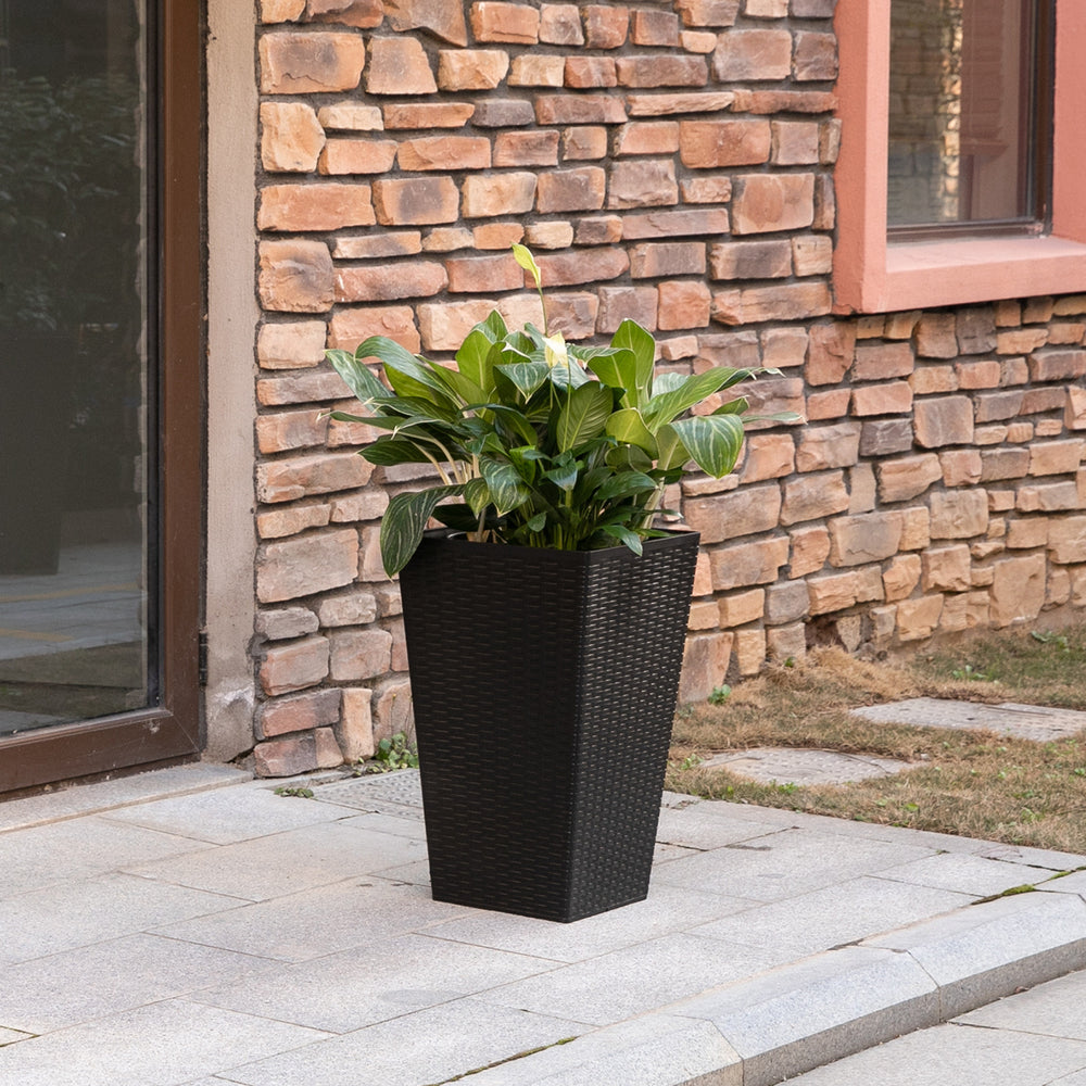 Outsunny Set of 3 Tall Planters with Drainage Hole, Outdoor Flower Pots, Indoor Planters for Porch, Front Door, Entryway, Patio and Deck, Black Media 8