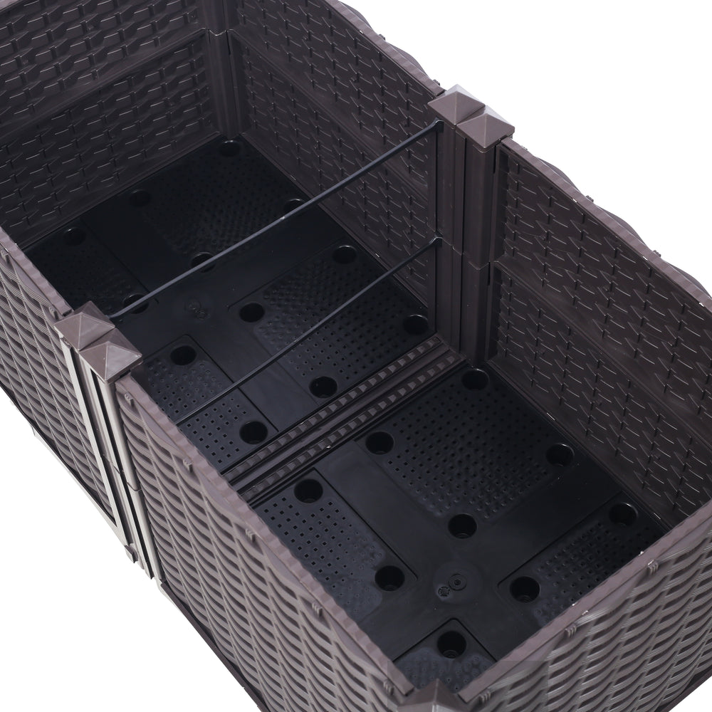 Deep Raised Garden Bed Plastic Planter Boxes for Vegetables Flowers Herbs and Succulents,Self-Watering Planter Box Raised Bed to Grow Flowers, Herbs & Vegetables, 31.5' L X 15.7' D X 14.7' H Media 8