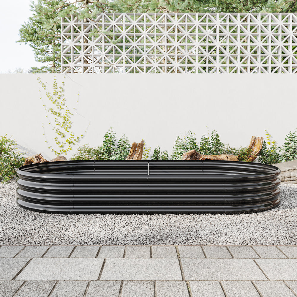 Raised Garden Bed Outdoor,   Oval Large Metal Raised Planter Bed for for Plants, Vegetables, and Flowers - Black Media 1
