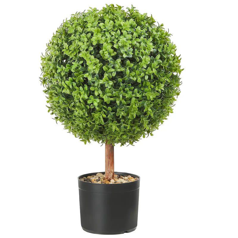 2x Artificial Boxwood Ball Ø40,6cm Garden Deco Boxwood in Flowerpot Ball Artificial Boxwood Ball Artificial Plant made of PE, Wood, PP incl. 4 pcs. Decorative butterflies and 10 pcs. Replacement