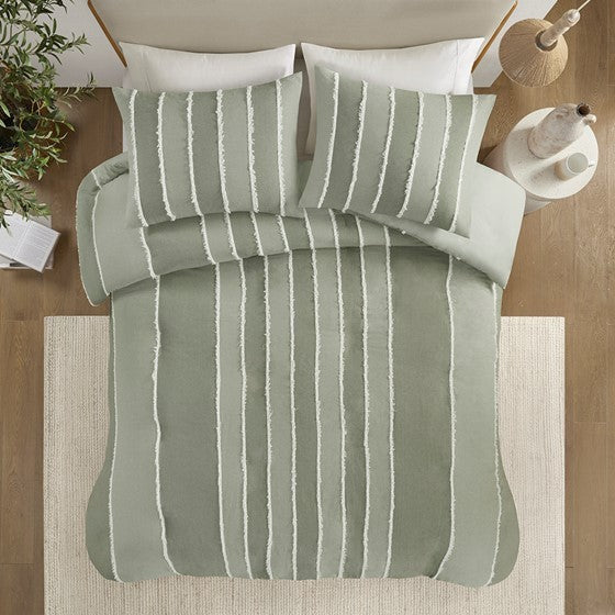 Full/Queen 3 Piece Striped Cotton Duvet Cover Set Media 15