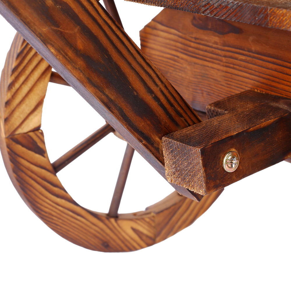 Wood Wagon Flower Planter Pot Stand W/Wheels Home Garden Outdoor Decor Media 10