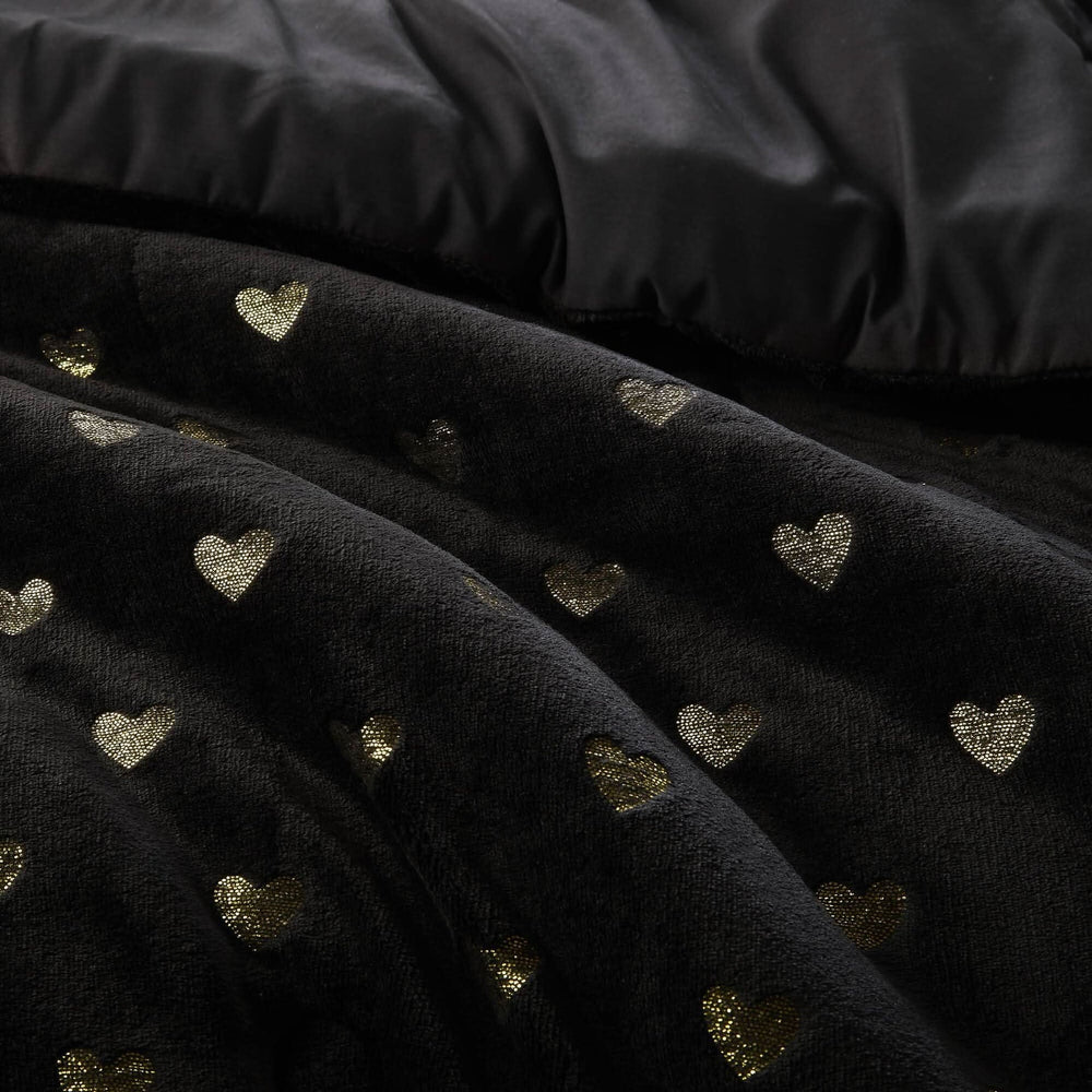 Plush Twin XL Comforter Set Metallic Heart Print With Shams & Throw Pillow Included Media 11
