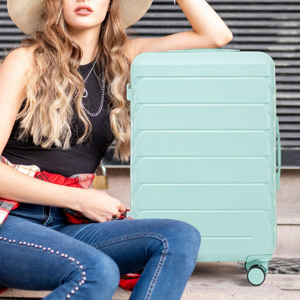 ABS Spinner Luggage Mint Green Durable 3 Piece Set & Combination Lock Media 6