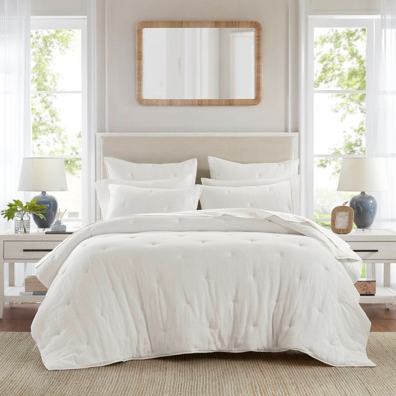 3-Piece King Cotton  Embroidered Quilt Set,White Media 1