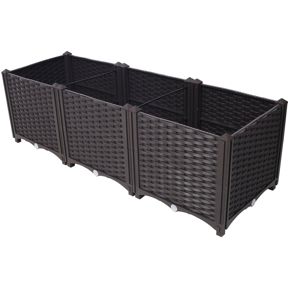 Deep Raised Garden Bed Plastic Planter Boxes for Vegetables Flowers Herbs and Succulents,Self-Watering Planter Box Raised Bed to Grow Flowers, Herbs & Vegetables, 47.2' L X 15.7' D X 14.7' H Media 1