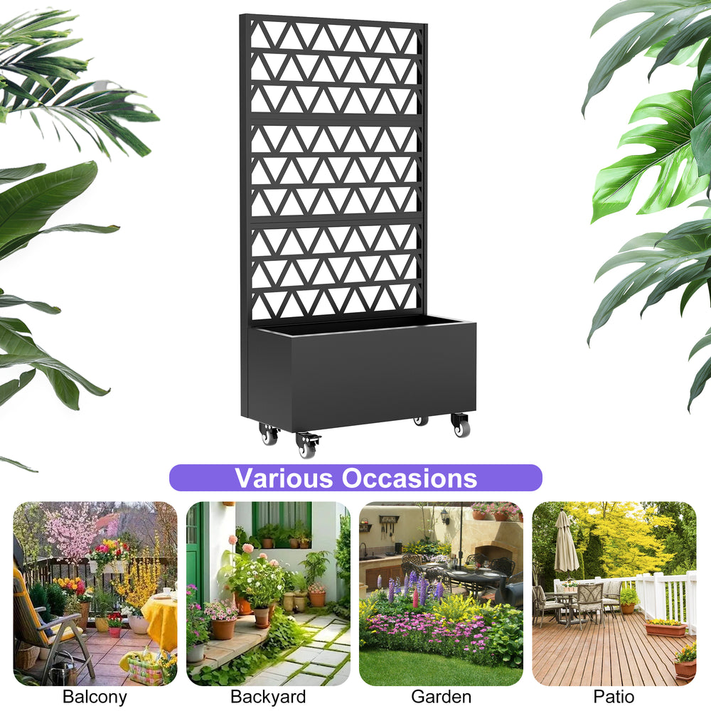 Metal Planter Box with Trellis Raised Garden Bed - 72.05'x35.83'x16.14', Trellis Privacy Screen for Climbing Plants, Vegetables, Vines(Assembly Required) Media 8
