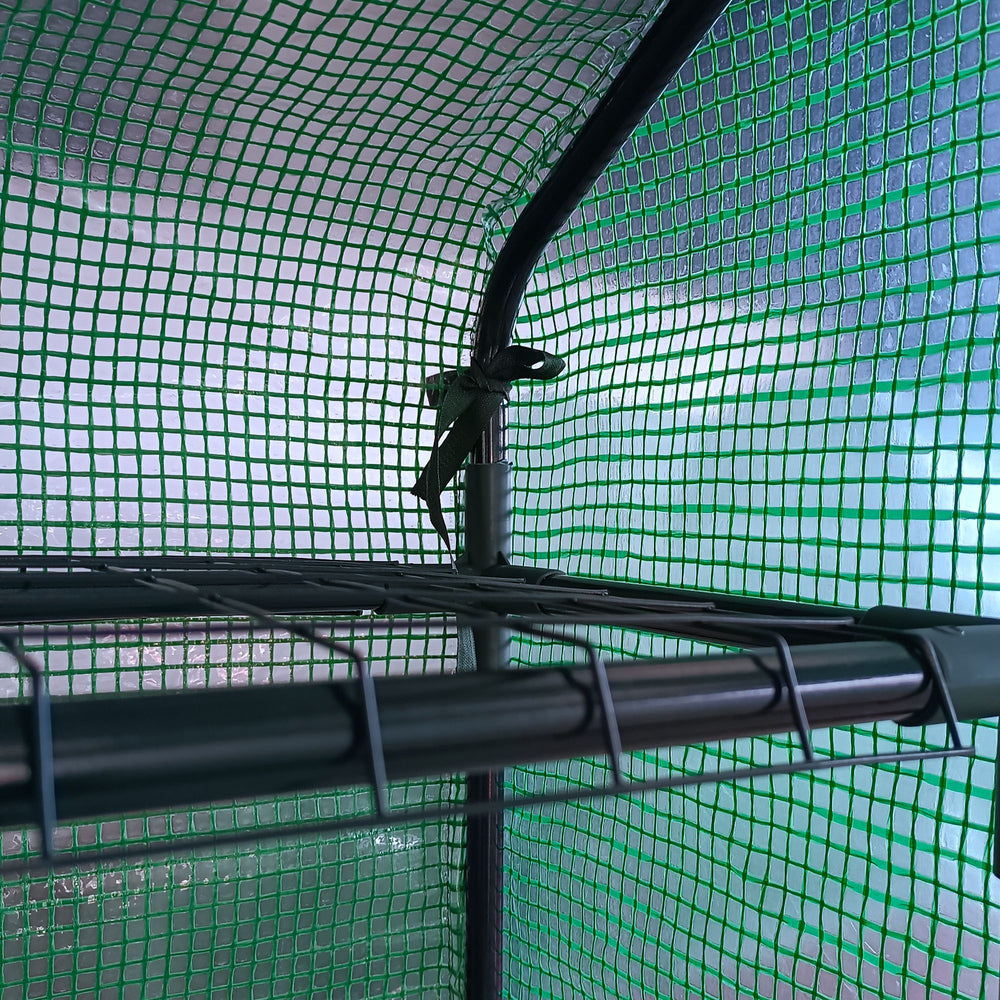 Walk-in Greenhouse for Outdoors with Roll-up Zipper Door, 18 Shelves, PE Cover, Small & Portable Build, Heavy Duty Humidity Seal, 95.25' x 70.75' x 82.75', Green Media 8