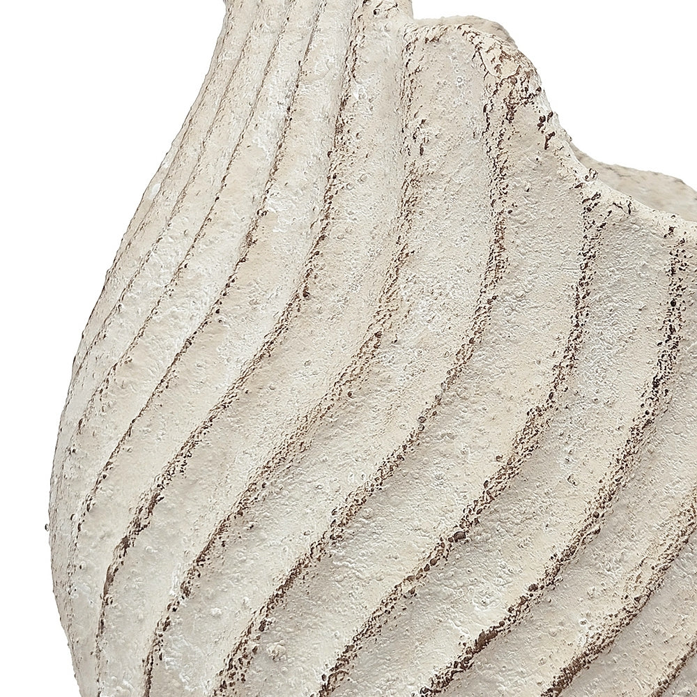 11.5x7x7' Sand and Cement Nautilus Shell Planter with Textured Beige Finish Media 8