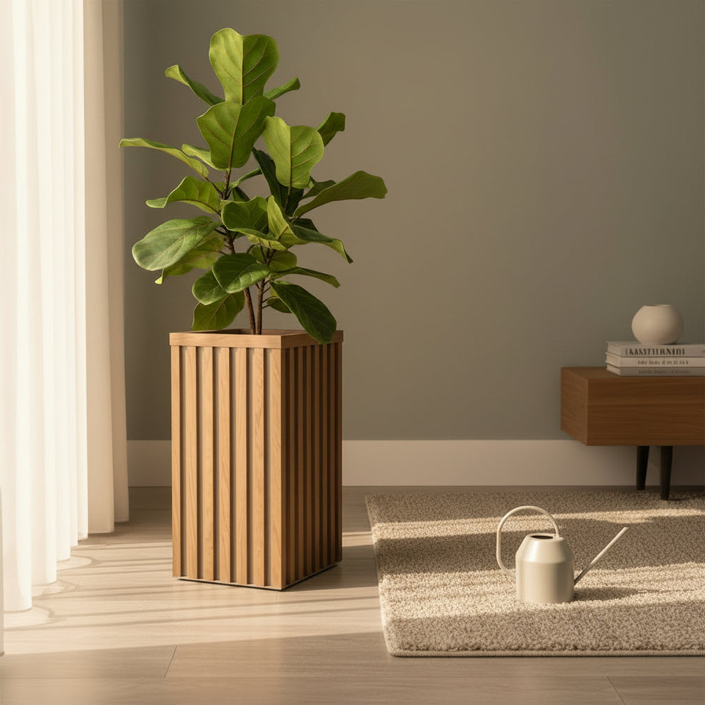 Square Grove Column Planter - Medium Brown Media 2