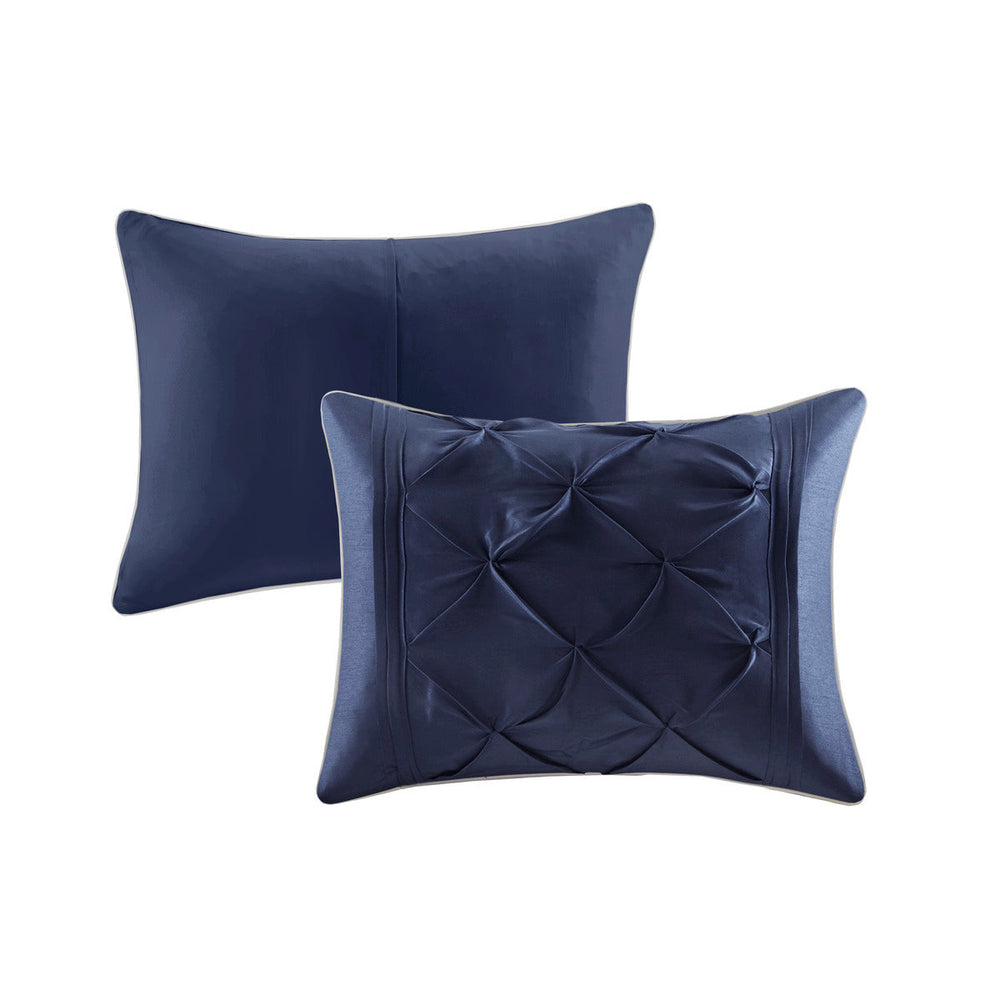 7 Piece Tufted Comforter Set Navy Queen Media 3