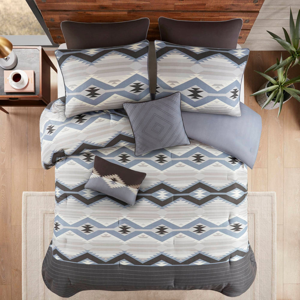 8-Piece King Comforter Set,Blue Media 18