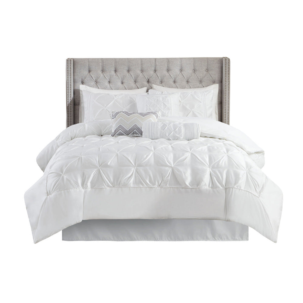 7 Piece Tufted Comforter Set White King Media 8