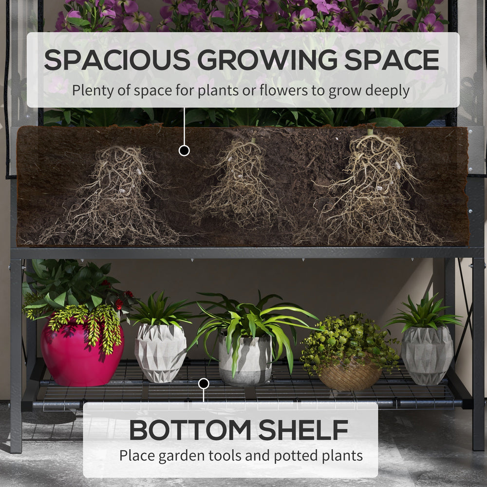 Metal Elevated Planter Box,Raised Garden Bed with Legs and Cover,with Bottom Shelf and Liner for Vegetables Media 6