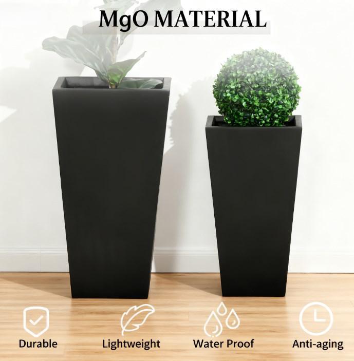 Tall Plant Pot,2-Pack Outdoor Planter Set,Flower Pots with Drainage Holes,for Porch,Entryway,Patio,Yard,Garden Media 4