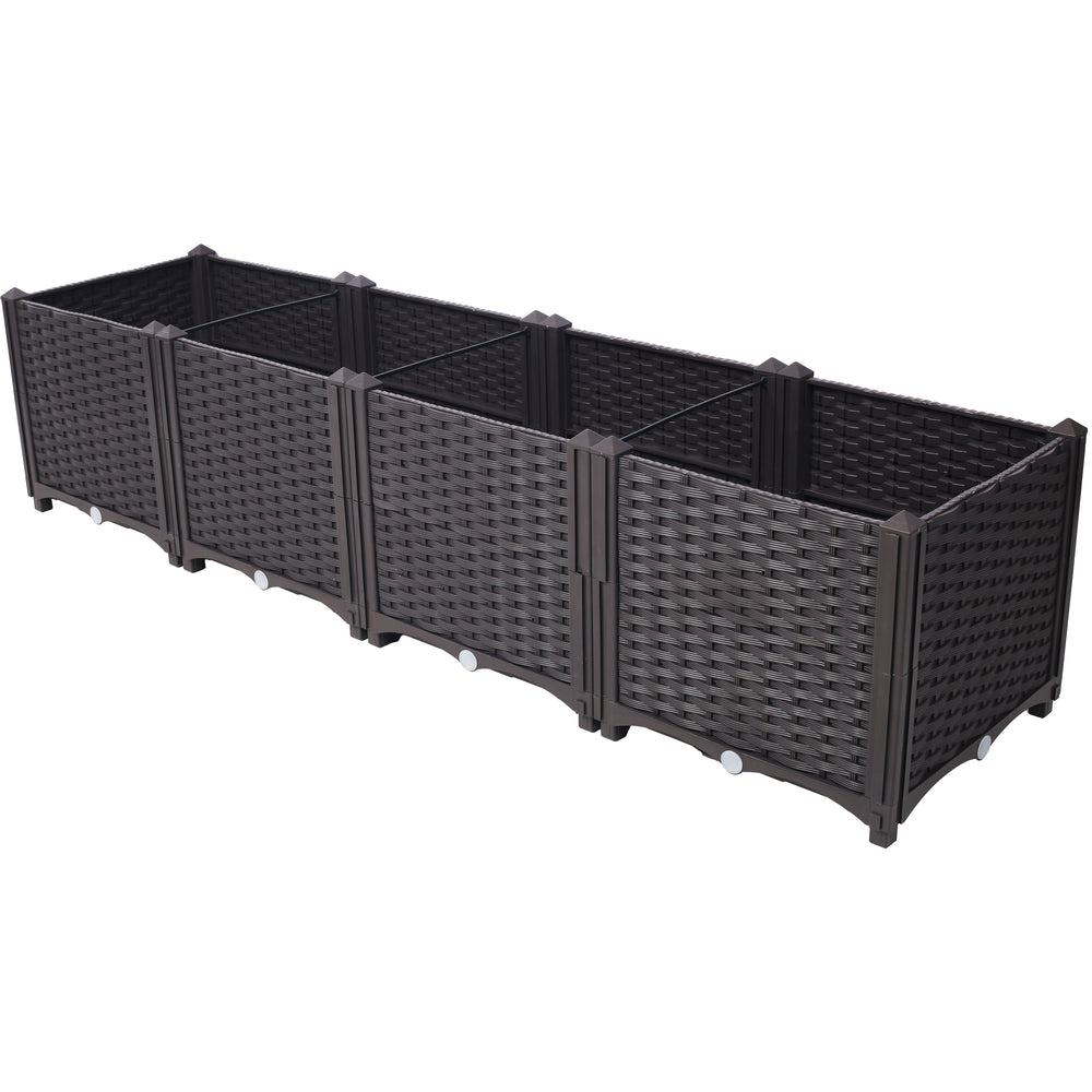 Deep Raised Garden Bed Plastic Planter Boxes for Vegetables Flowers Herbs and Succulents,Self-Watering Planter Box Raised Bed to Grow Flowers, Herbs & Vegetables, 63' L X 15.7' D X 14.7' H Media 1