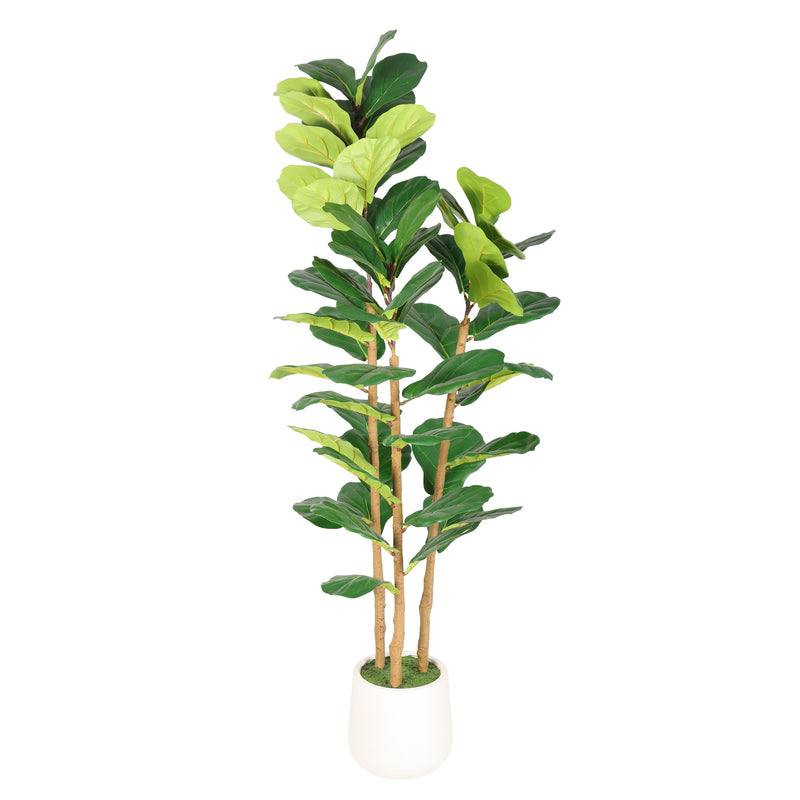 5.2FT Artificial Fiddle Leaf Fig Tree With Decorative White Pot, Real Touch Fake Indoor Plant for Home Office Living Room Corner Decoration, 1pc/set