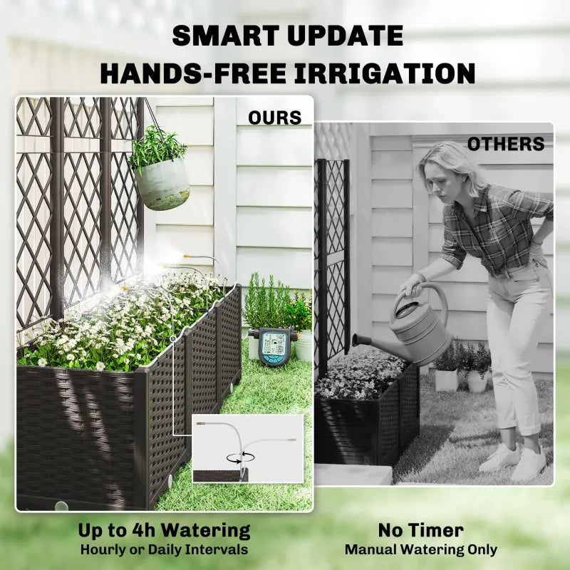 Outdoor Planter Box,Practical Self-Watering Raised Garden Bed Media 3