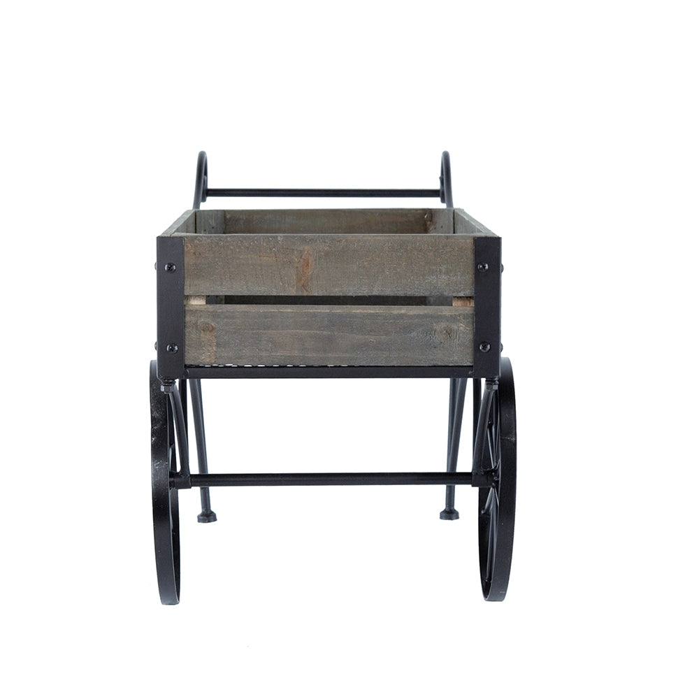 24.4x12.6x15.4' Rustic Black Trolley Cart Plant Stand, Planter Media 5