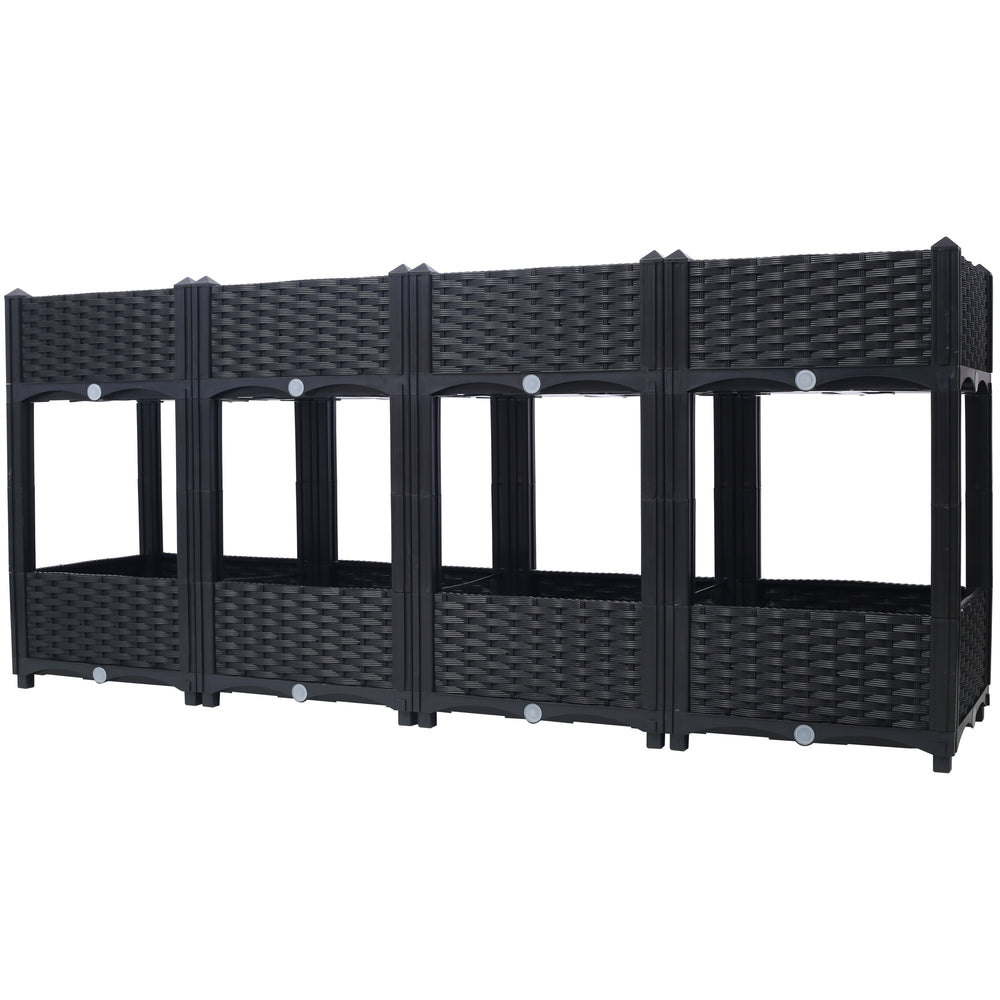 Planter Raised Beds - Elevated Planter Garden Box with Drainage Plug Raised Garden Beds for Vegetable/Flower/Herb Outdoor Standing Planter Beds Gardening Kit,Black,63'x15.7'x27.7' Media 9