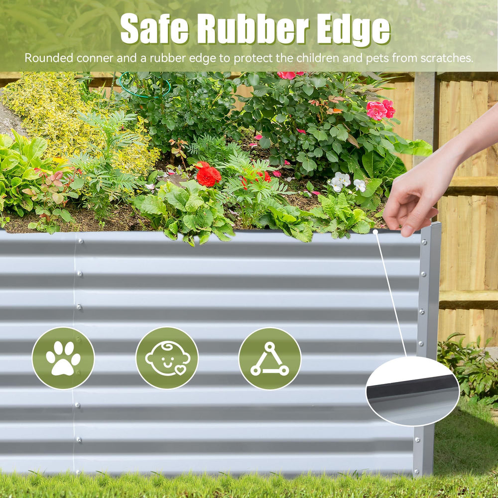 8x4x2 ft Galvanized Raised Garden Bed, Outdoor Planter Garden Boxes Large Metal Planter Box for Gardening Vegetables Fruits Flowers,Silver Media 2
