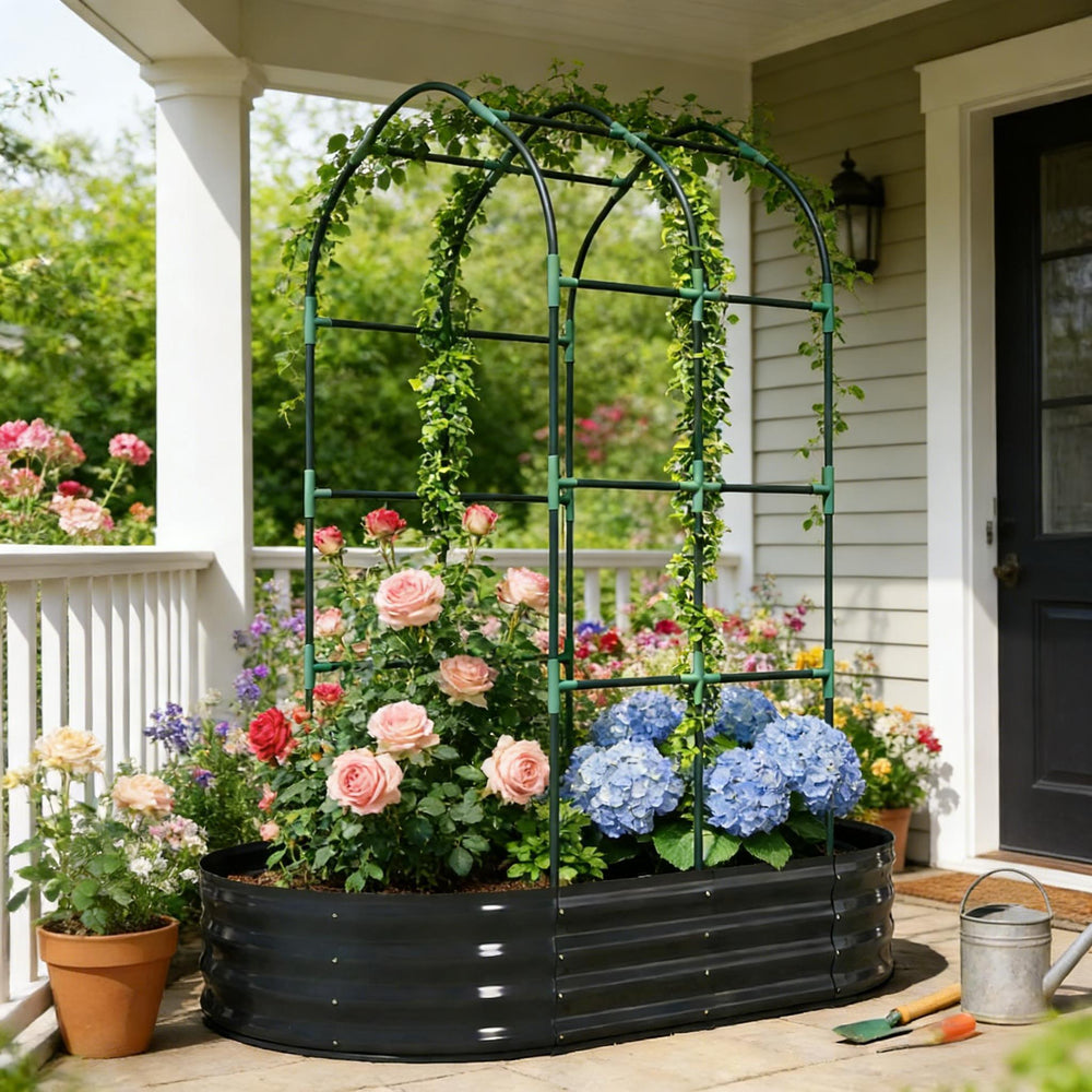 Outdoor Raised Garden Bed,Flower Boxs,Arched Trellis Plant Boxs Media 8