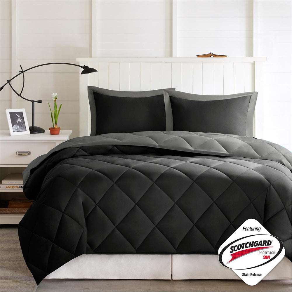 Twin/Twin XL 3M Scotchgard Diamond Quilting Reversible Down Alternative Comforter Set Media 2