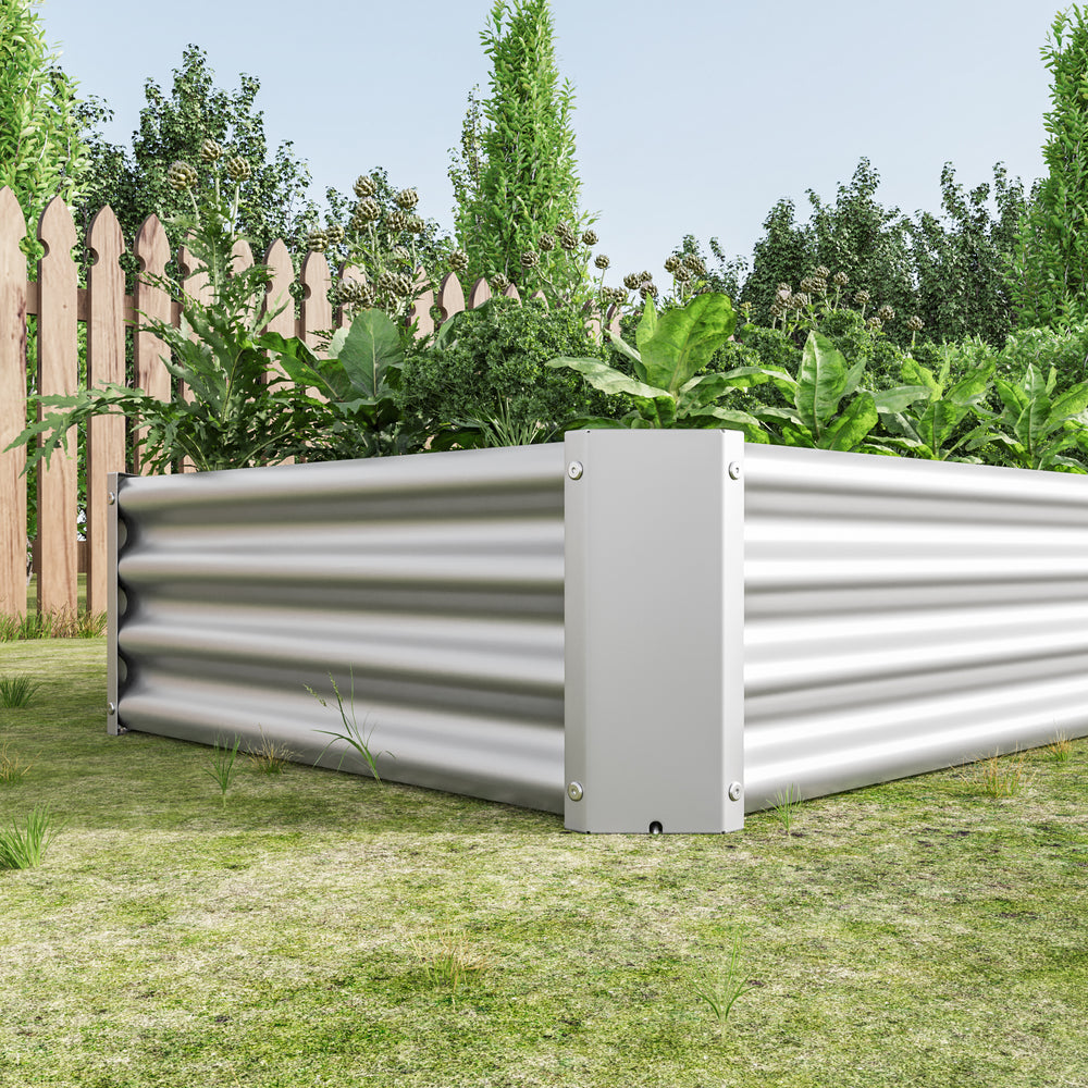2PCS Silver 6×3×1ft Metal Raised Rectangle Garden Planter Beds Media 8