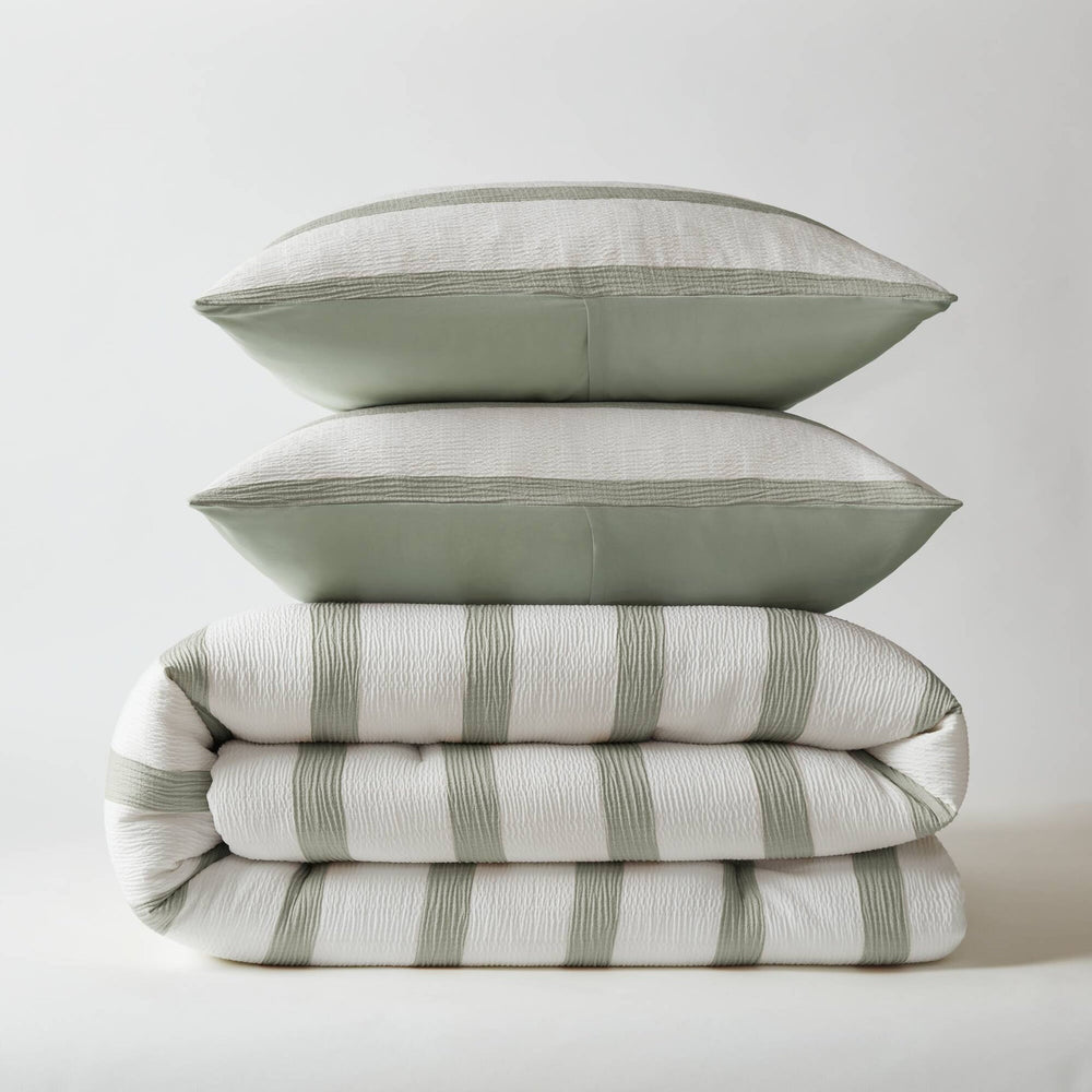 3-Piece Full/Queen Yarn-dyed striped comforter Media 2