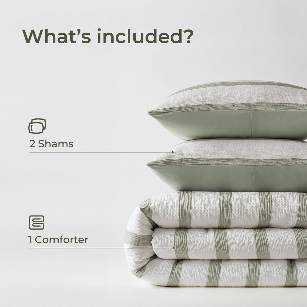 3-Piece Full/Queen Yarn-dyed striped comforter Media 5