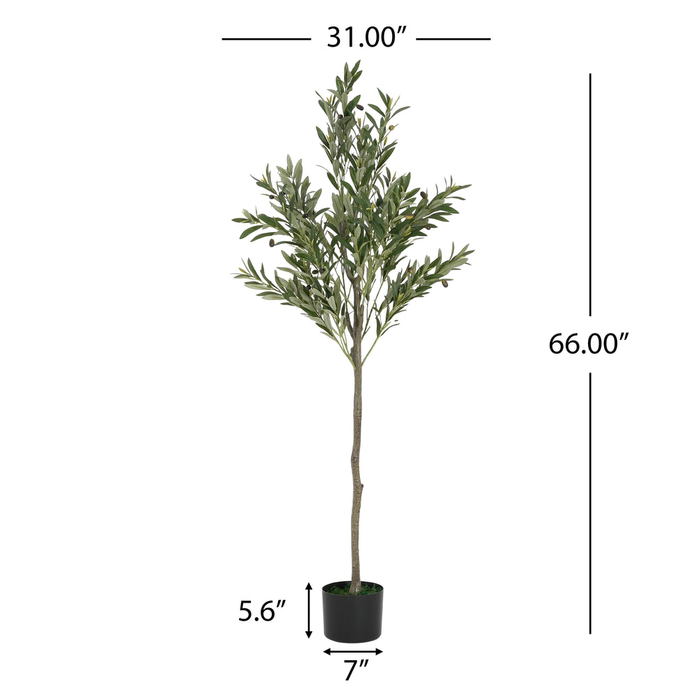 66' Artificial Olive Tree with Black Plastic Pot Media 9