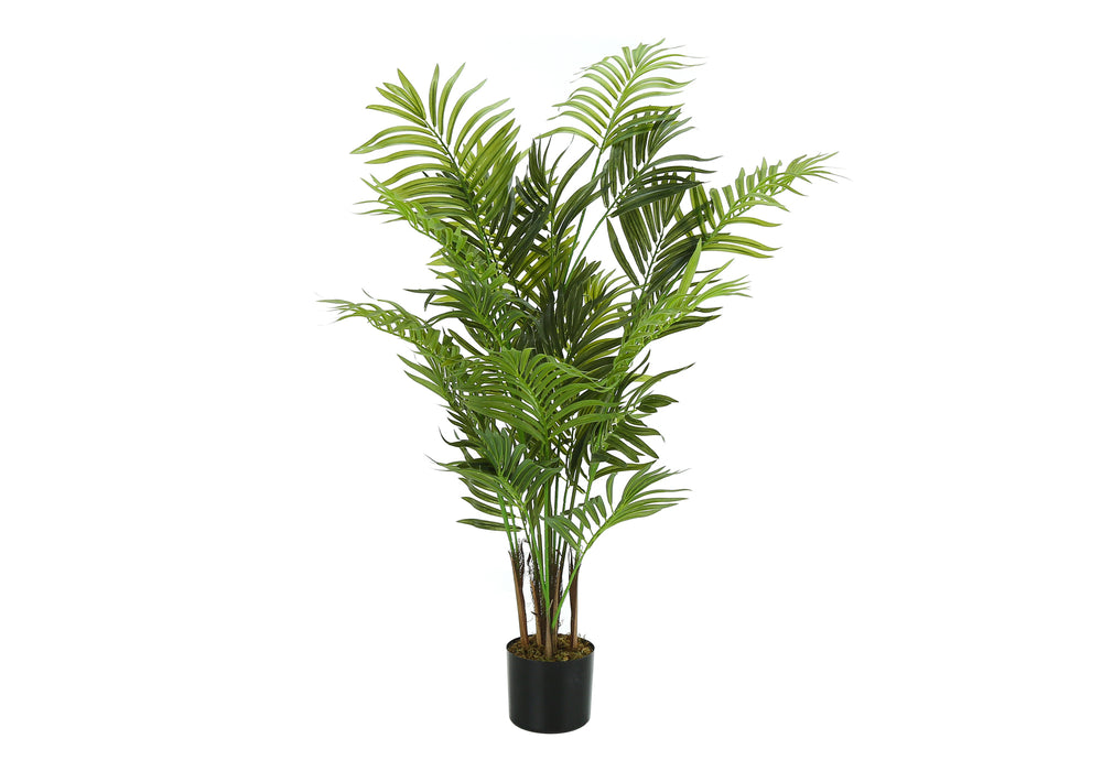 Artificial Plant, 47' Tall, Areca Palm Tree, Indoor, Faux, Fake, Floor, Greenery, Potted, Real Touch, Decorative, Green Leaves, Black Pot Media 3