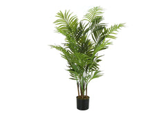 Artificial Plant, 47' Tall, Areca Palm Tree, Indoor, Faux, Fake, Floor, Greenery, Potted, Real Touch, Decorative, Green Leaves, Black Pot perspective