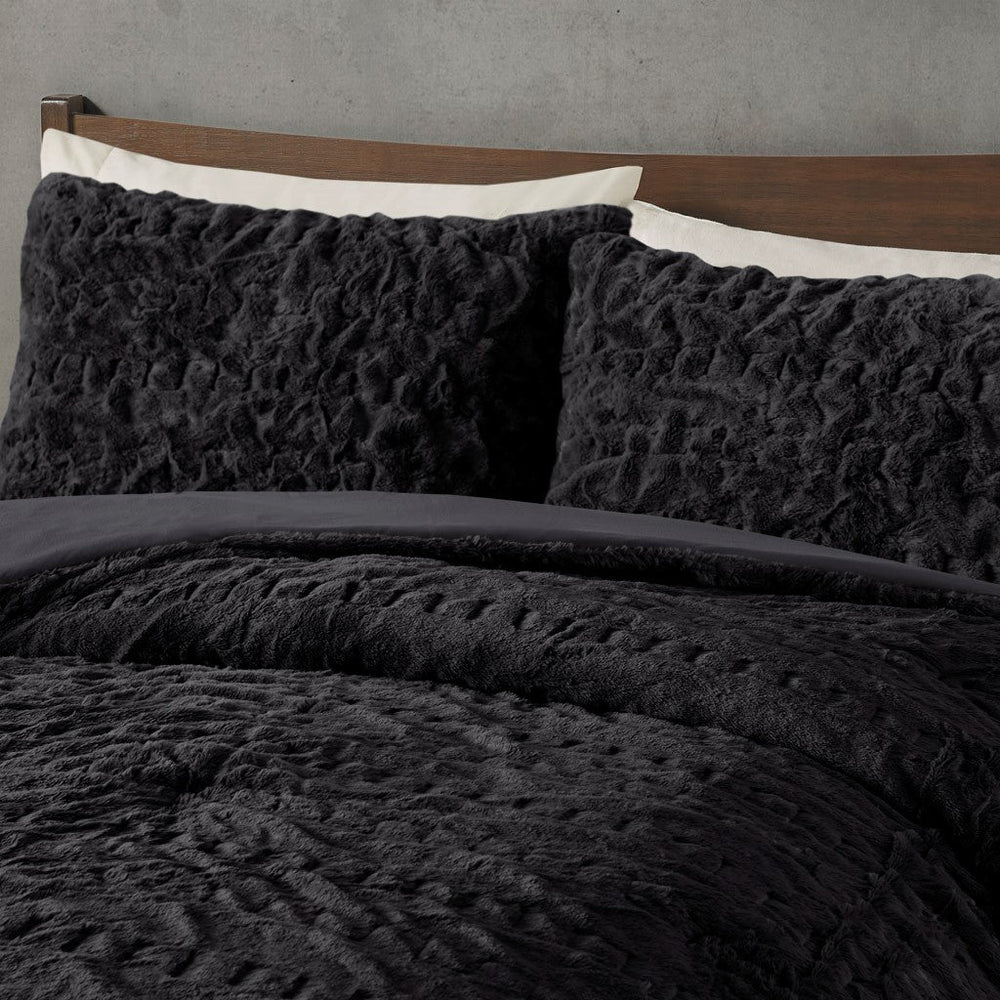 King/Cal King Ruched Fur Down Alternative Comforter Set Media 7