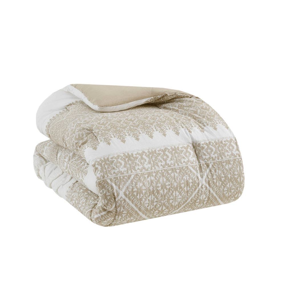 3 Piece Cotton Comforter Set with Chenille Tufting Taupe King/Cal King Media 11