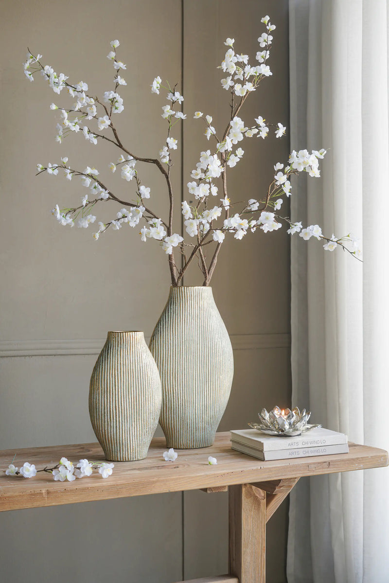 Ceramic Accent Vase with Vertical Ribbed Texture