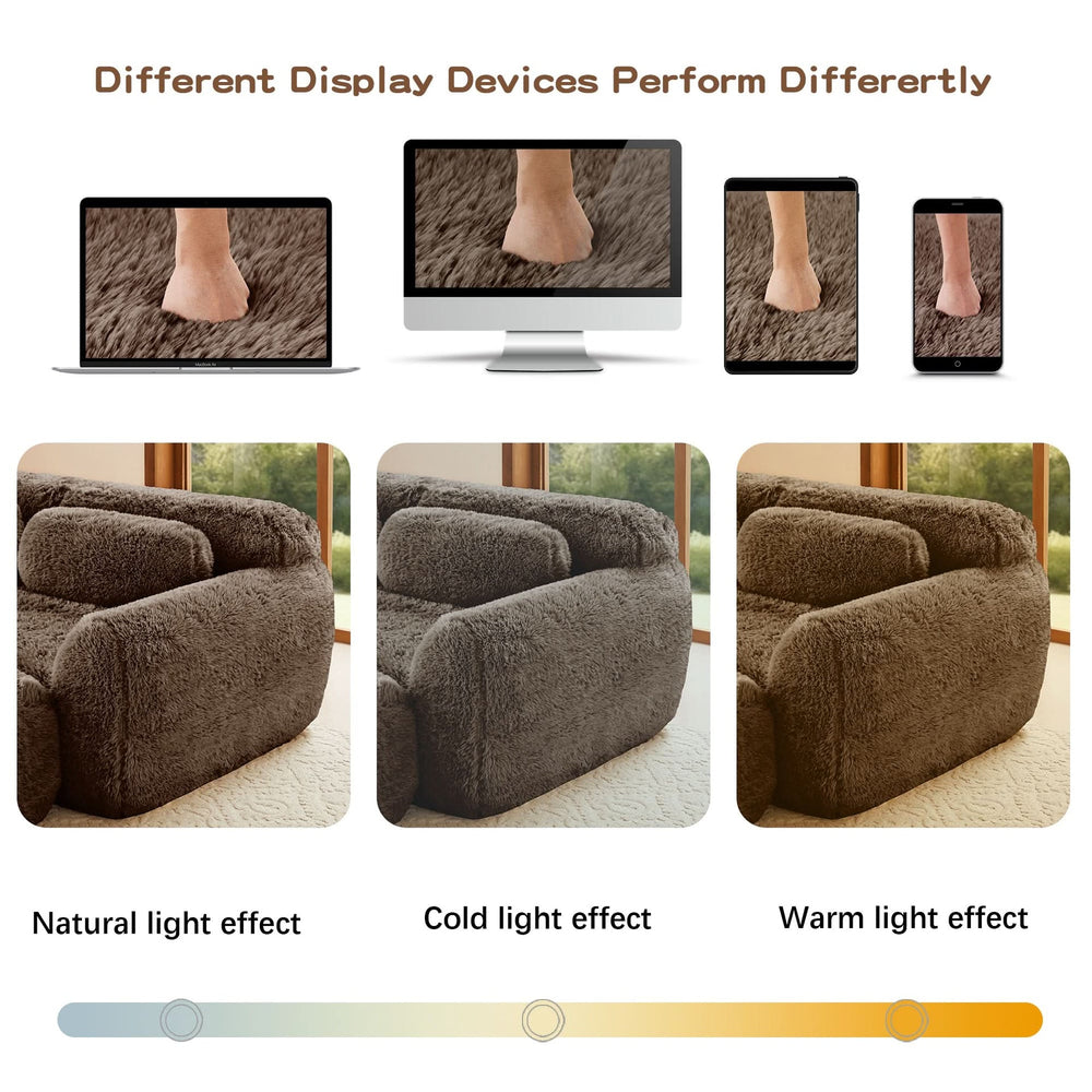 L-Shaped Sofa Plush Fabric With Movable Ottoman & Throw Pillows Chocolate Media 12