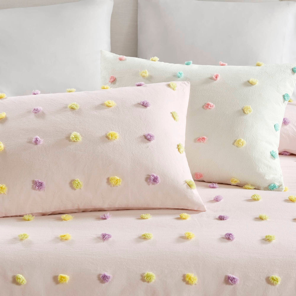 5PCS Full/Queen Cotton Jacquard Pom Pom Comforter Set Media 6