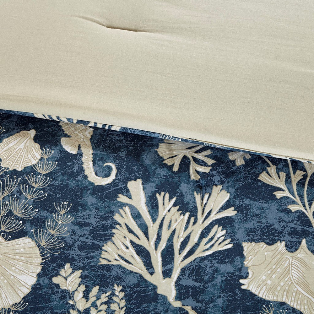 7 Piece Cotton Sateen Comforter Set Blue Cal King Media 5