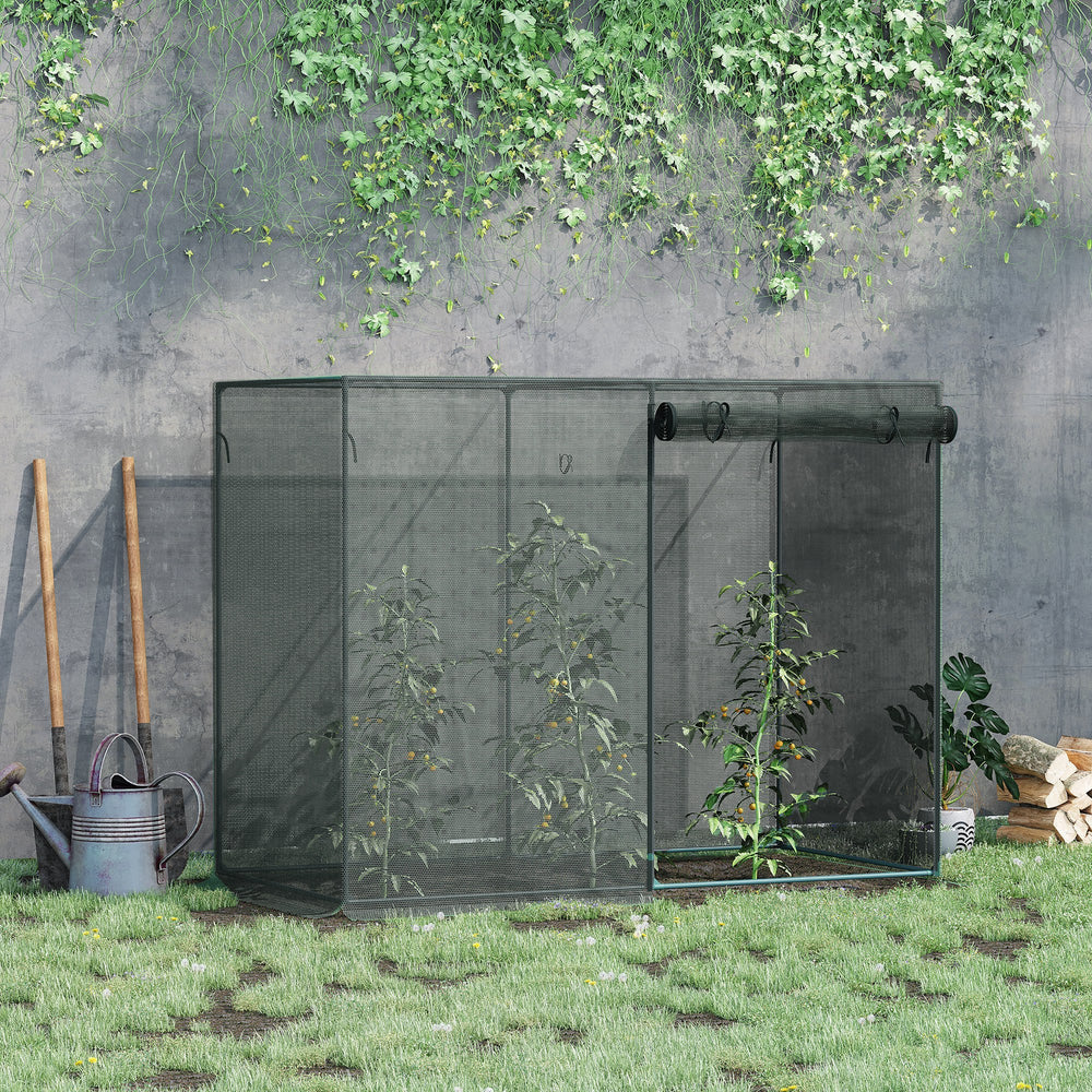 Outsunny 6' x 3' Crop Cage, Plant Protection Tent with Zippered Doors for Vegetable Garden, Backyard, Black Media 2